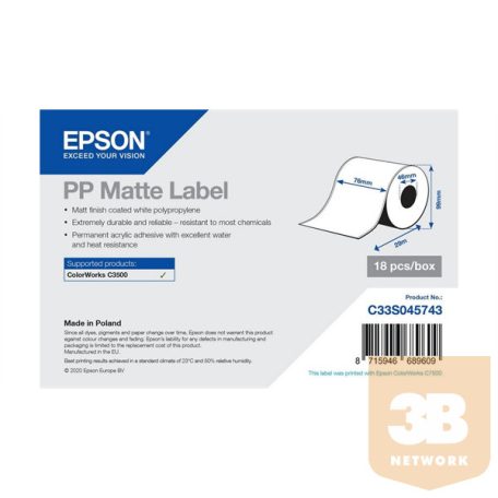 EPSON PP Matte Label - Continuous Roll: 76mm x 29m