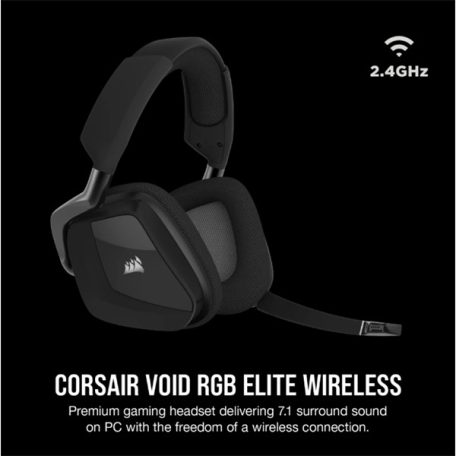 CORSAIR Vezeték Nélküli Headset, VOID RGB ELITE Wireless Premium Gaming, 7.1 Hangzás, RGB, fekete