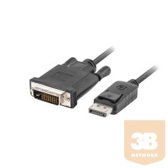   KAB Lanberg Displayport male V1.2 - DVI-D male (24+1) dual link kábel - 1m - fekete