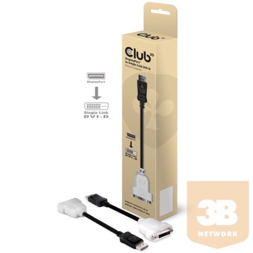 ADA Club3D DISPLAY PORT 1.1 MALE TO DVI-D FEMALE SINGLE LINK PASSIVE ADAPTER