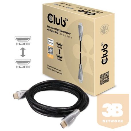 KAB Club3D Premium High Speed HDMI 2.0 4K60Hz UHD kábel - 3m