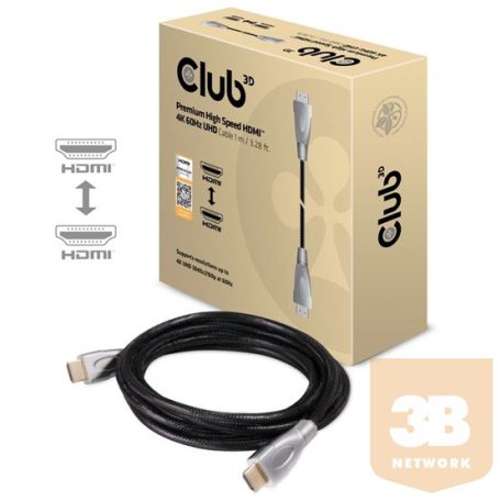 KAB Club3D Premium High Speed HDMI 2.0 4K60Hz UHD kábel - 1m