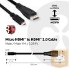 KAB Club3D Micro HDMI™ to HDMI™ 2.0 kábel 4K60Hz, Male/Male 1 m/3.28 Ft. BI-DIRECTIONAL