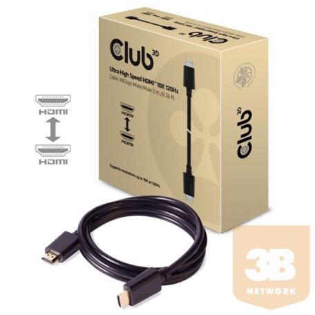 KAB Club3D HDMI 2.1 MALE TO HDMI 2.1 MALE ULTRA HIGH SPEED 10K 120Hz  2m/ 6.56ft