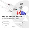 KAB Club3D USB TYPE C 3.1 GEN 1 to HDMI 2.0 kábel 1.8 Meters/  5.9 Feet - Support 4K UHD @ 60Hz