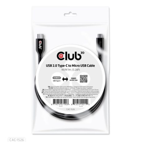 KAB Club3D USB 2.0 Type-C to Micro USB Cable M/M 1m
