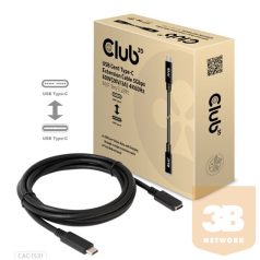   KAB Club3D USB Gen1 Type-C Hosszabbító kábel 5Gbps 60W(20V/3A) 4K60Hz M/F 1m/3.28ft