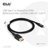 KAB Club3D USB Type-C Cable to DP 2.1 Bi-Directional VESA DP80 Certified Cable M/M - 1m