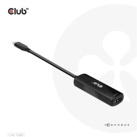 KAB Club3D USB Gen2 Type-C to HDMI 8K60Hz or 4K120Hz HDR10+ with DSC1.2 with Power Delivery 3.0 Active Adapter M/F