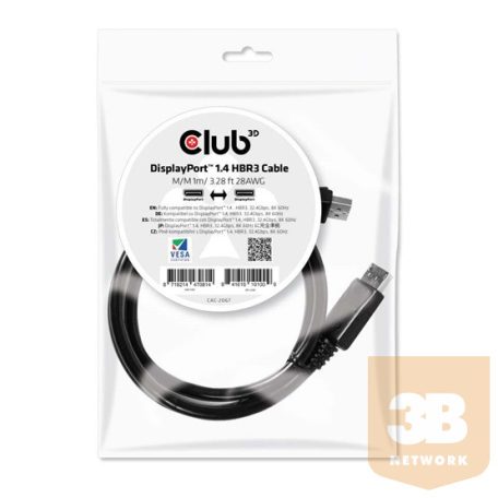 KAB Club3D DisplayPort 1.4 HBR3 8K60Hz kábel M/M - 1m