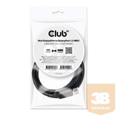   KAB Club3D MINI DISPLAY PORT 1.2 MALE TO DISPLAY PORT MALE kábel 2 METERS 4K 60HZ  BI-DIRECTIONAL