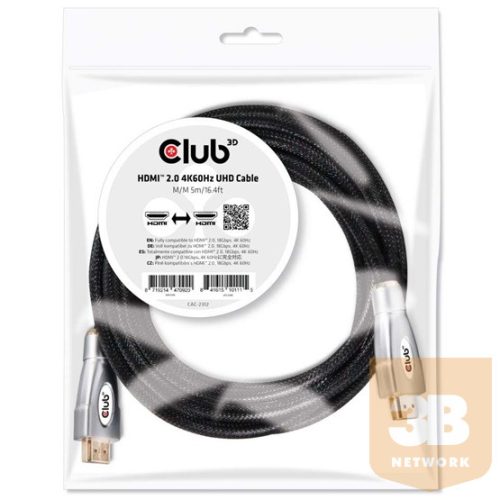 KAB Club3D High Speed HDMI 2.0 4K60Hz UHD kábel - 5m