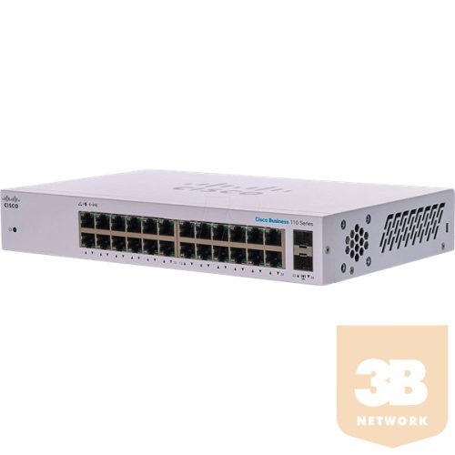 CISCO Switch 24x1000Mbps + 2x1000Mbps SFP, Fémházas, Rackes - CBS110-24T-EU