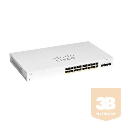 CISCO Switch 24x1000Mbps (POE) + 4x1000Mbps SFP, Menedzselhető, Fémházas, Rackes - CBS220-24FP-4G-EU