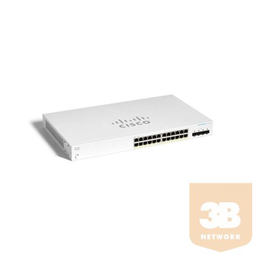 CISCO Switch 24x1000Mbps (POE+) + 4x10000Mbps SFP+, Menedzselhető, Fémházas, Rackes - CBS220-24P-4X-EU