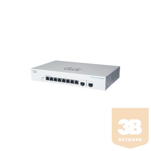 CISCO Switch 8x1000Mbps + 2x1000Mbps SFP, Menedzselhető, Fémházas, Rackes - CBS220-8T-E-2G-EU