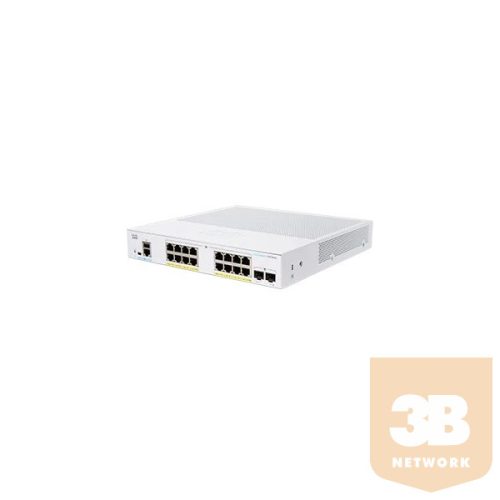 CISCO Switch 16x1000Mbps (POE+) + 2x1000Mbps SFP, Menedzselhető, Fémházas, Rackes - CBS250-16P-2G-EU