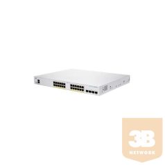   CISCO Switch 24x1000Mbps (POE+) + 4x10000Mbps SFP+, Menedzselhető, Fémházas, Rackes - CBS250-24FP-4X-EU