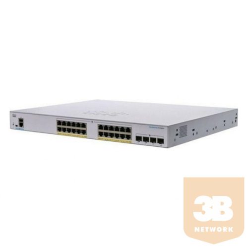 CISCO Switch 24x1000Mbps (POE+) + 4xGigabit SFP, Fémházas Rackes, Menedzselhető, CBS250-24P-4G-EU