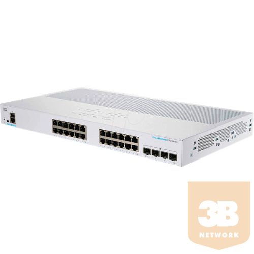 CISCO Switch 24x1000Mbps (POE+) + 4x1000Mbps SFP, Menedzselhető, Fémházas, Rackes - CBS250-24PP-4G-EU