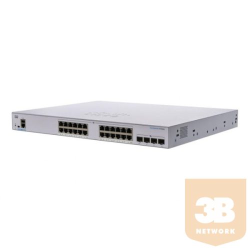 CISCO Switch 24x1000Mbps + 4x1000Mbps SFP, Fémházas Rackes, Menedzselhető - CBS250-24T-4G-EU