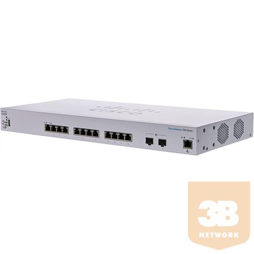 CISCO Switch 12x10000Mbps SFP+ + 2x10000Mbps SFP+ Kombó, Fémházas, Rackes, Menedzselhető - CBS350-12XT-EU