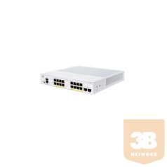   CISCO Switch 16x1000Mbps (16xPOE+) + 2xGigabit SFP, Fémházas Rackes, Menedzselhető, CBS350-16P-2G-EU