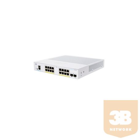 CISCO Switch 16x1000Mbps (16xPOE+) + 2xGigabit SFP, Fémházas Rackes, Menedzselhető, CBS350-16P-2G-EU