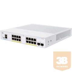   CISCO Switch 16x1000Mbps (POE+) + 2x1000Mbps SFP, Fémházas, Rackes, Menedzselhető - CBS350-16P-E-2G-EU