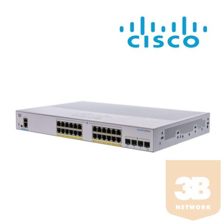 CISCO Switch 24x1000Mbps (POE+) + 4x1000Mbps SFP, Fémházas, Rackes, Menedzselhető - CBS350-24FP-4G-EU