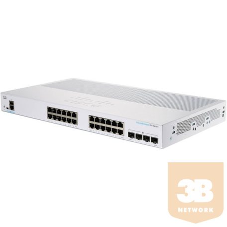 CISCO Switch 24x1000Mbps + 4x10Gigabit SFP, Fémházas Rackes, Menedzselhető, CBS350-24T-4X-EU