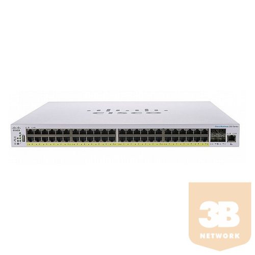 CISCO Switch 48x1000Mbps (POE+) + 4x1000Mbps SFP, Fémházas, Rackes, Menedzselhető - CBS350-48FP-4G-EU