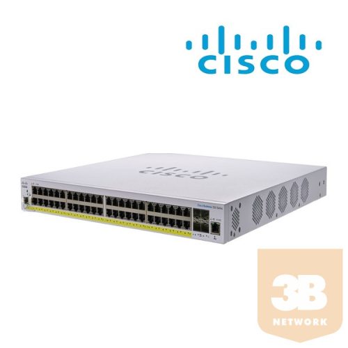 CISCO Switch 48x1000Mbps (POE+) + 4x1000Mbps SFP, Fémházas, Rackes, Menedzselhető - CBS350-48P-4G-EU