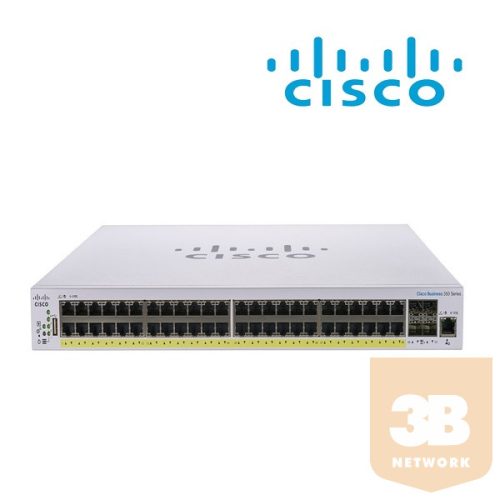 CISCO Switch 48x1000Mbps (POE+) + 4x10000Mbps SFP+, Fémházas, Rackes, Menedzselhető - CBS350-48P-4X-EU