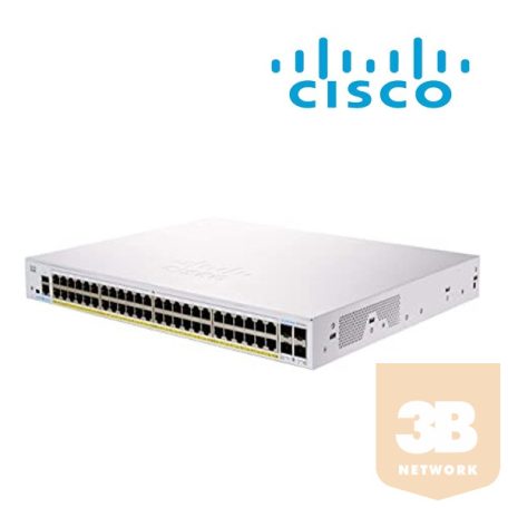 CISCO Switch 48x1000Mbps + 4x10000Mbps SFP+, Fémházas, Rackes, Menedzselhető - CBS350-48T-4X-EU