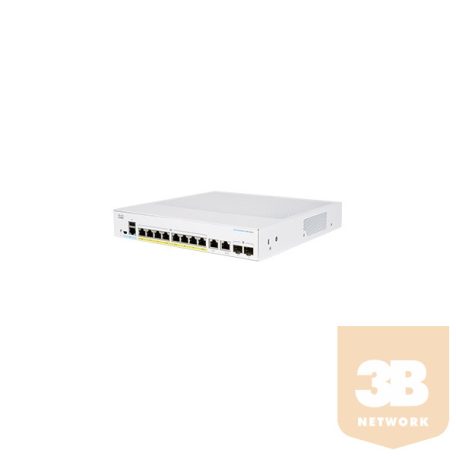 CISCO Switch 8x1000Mbps (8xPOE+) + 2xGigabit kombó SFP, Fémházas Rackes, Menedzselhető, CBS350-8FP-2G-EU