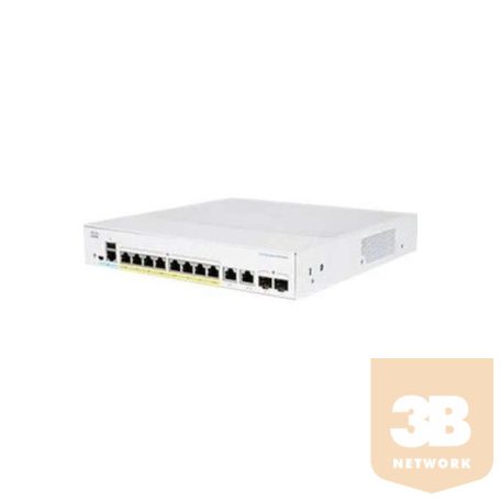 CISCO Switch 8x1000Mbps (8xPOE) + 2xGigabit SFP, Fémházas Rackes, Menedzselhető, CBS350-8P-E-2G-EU