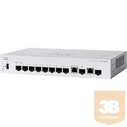 CISCO Switch 8x1000Mbps SFP + 2x1000 SFP Kombó, Rackes, Fémházas, Menedzselhető - CBS350-8S-E-2G-EU