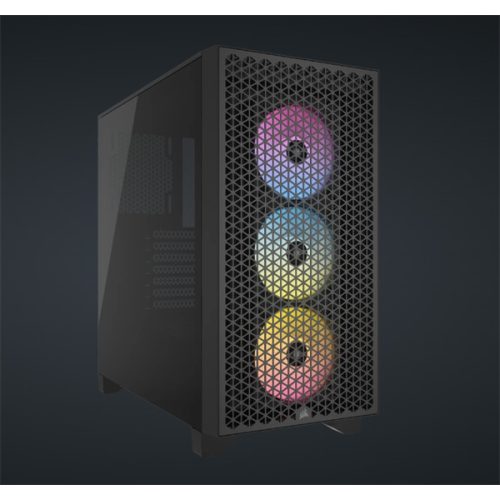 CORSAIR Ház 3000D RGB AIRFLOW, 3xAR120 RGB Ventilátorral, Tápegység nélkül, Edzett Üveg, fekete