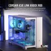 CORSAIR Ház iCUE LINK 6500X RGB, 3x iCUE LINK RX120 RGB Ventilátor, Tápegység nélkül, Edzett Üveg, fehér