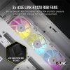 CORSAIR Ház iCUE LINK 6500X RGB, 3x iCUE LINK RX120 RGB Ventilátor, Tápegység nélkül, Edzett Üveg, fehér