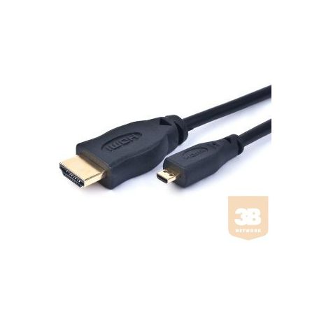 Gembird HDMI -HDMI Micro kábel aranyozott csatlakozóval 3m, bulk csomagolás