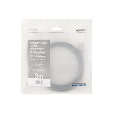 LOGILINK CDA0102 DisplayPort cable DP/M to DP/M 4K/60 Hz aluminum black/grey 3m