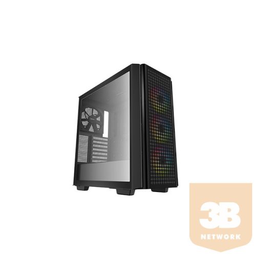 DeepCool Számítógépház - CG540 (fekete, ablakos, 3x12cm ventilátor, Mini-ITX / Mico-ATX / ATX / E-ATX, 2xUSB3.0)