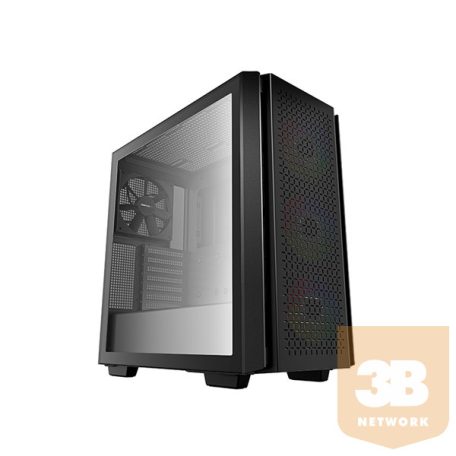DeepCool Számítógépház - CG560 (fekete, ablakos, 3x12cm ventilátor, Mini-ITX / Mico-ATX / ATX / E-ATX, 2xUSB3.0)