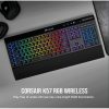 CORSAIR Vezeték Nélküli Billentyűzet Gaming, K57 RGB WIRELESS, 6 programozható billentyű, Csuklótámasz, US, fekete