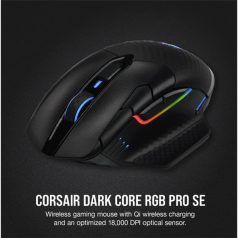   CORSAIR Vezetékes/Vezeték Nélküli Egér Gaming, DARK CORE RGB PRO SE, 8 programozható gomb, RGB, 18000dpi, fekete