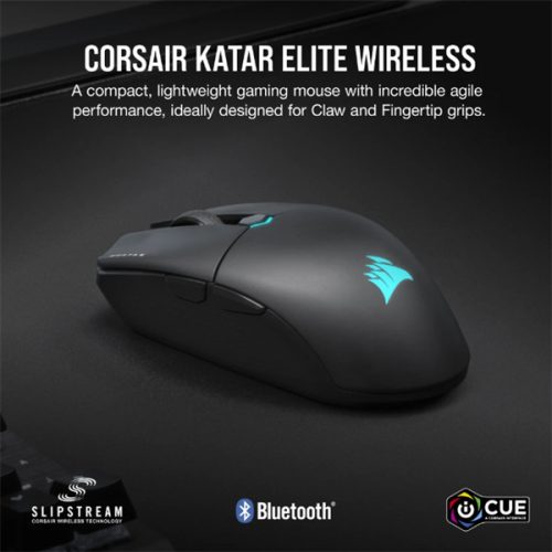 CORSAIR Vezetékes/Vezeték Nélküli Egér Gaming, KATAR ELITE, 6 programozható gomb, RGB Világítás, 26000dpi, fekete