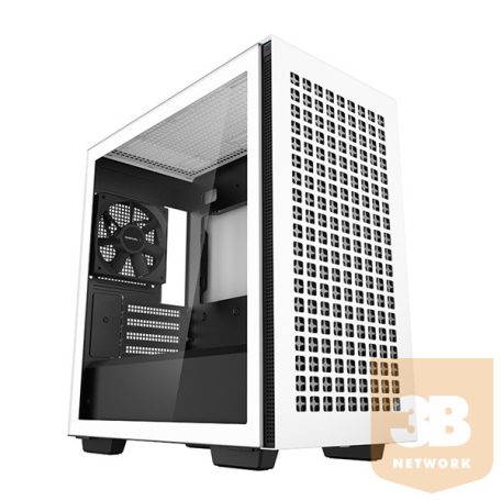 DeepCool Számítógépház - CH370 WH (fekete, ablakos, 1x12cm ventilátor, Mini-ITX / Mico-ATX / ATX / E-ATX, 2xUSB3.0)