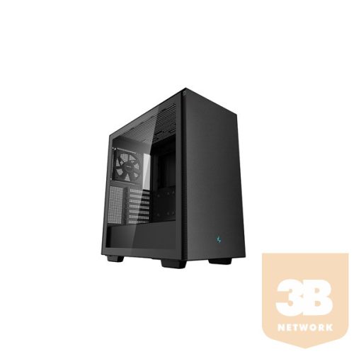 DeepCool Számítógépház - CH510 (fekete, ablakos, 1x12cm ventilátor, Mini-ITX / Mico-ATX / ATX / E-ATX, 2xUSB3.0)